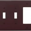 Outlet 🔥 Eaton Wall Plates 3-Gang Midsize Toggle/Decorator Wall Plate, Brown 🎁