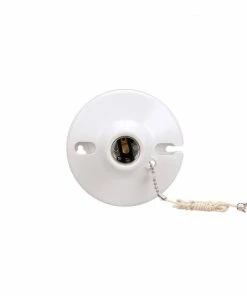 Promo ๐ Eaton Light Sockets Plastic Pull Chain Ceiling Socket, White โญ