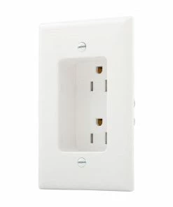 Cheap 🧨 Eaton Electrical Outlets 15-Amp Tamper Resistant Recessed Residential Decorator Outlet with Wall Plate, White 😍
