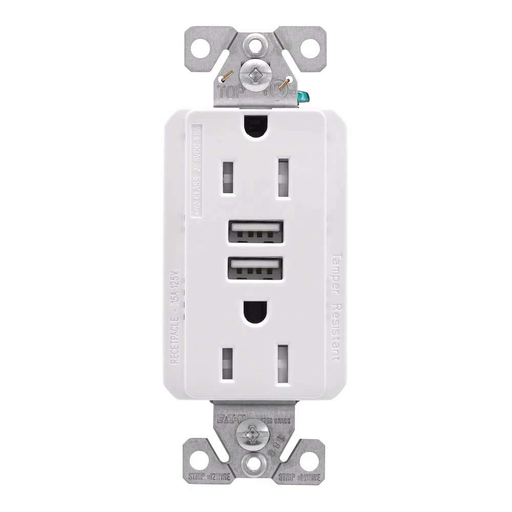 Brand new ๐ Eaton Electrical Outlets 15-Amp Tamper Resistant Residential/Commercial Decorator USB Outlet Dual Type A, White ๐ 1 Brand new ๐ Eaton Electrical Outlets 15-Amp Tamper Resistant Residential/Commercial Decorator USB Outlet Dual Type A, White ๐