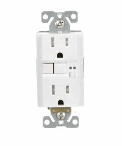 New ❤️ Eaton Electrical Outlets 15-Amp Tamper Resistant Audible Alarm GFCI Residential Decorator Outlet, White 😀