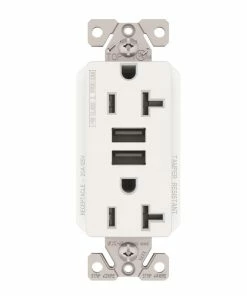 Wholesale 🎉 Eaton Electrical Outlets 20-Amp Tamper Resistant Residential/Commercial Decorator USB Outlet, White ⌛