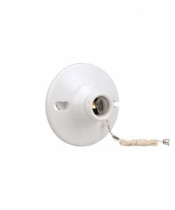 Promo 👍 Eaton Light Sockets Plastic Pull Chain Ceiling Socket, White ⭐ -EatonWagner Sales 42194265